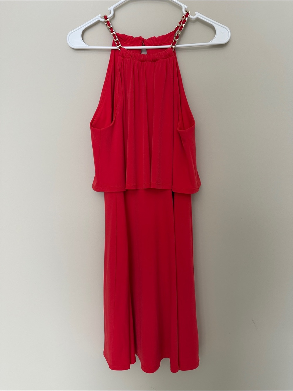 Jessica Simpson Red Mini Dress with Gold Chain Straps